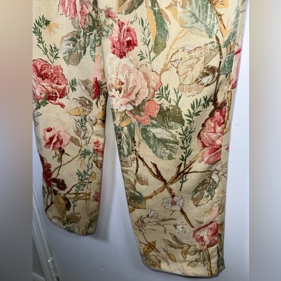 VINTAGE 100% Linen Lauren Ralph Lauren Floral Print Women's Pants 0045 - Picture 11 of 12